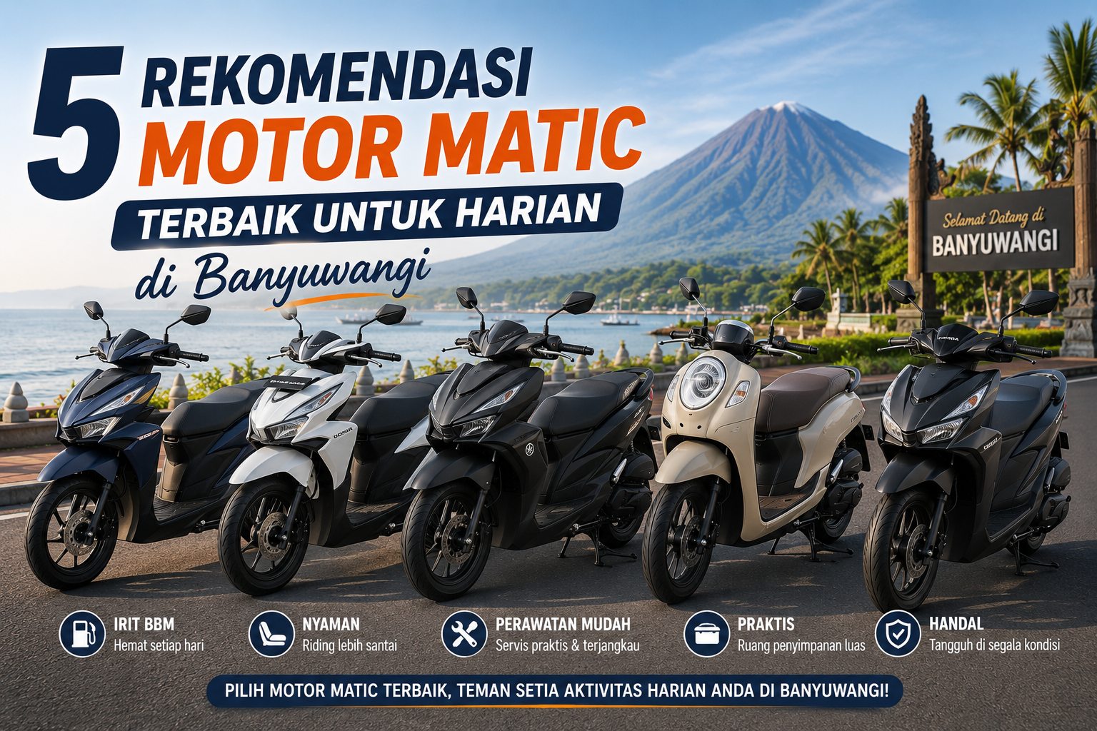 Rekomendasi Motor Matic Terbaik untuk Harian di Banyuwangi: Tangguh di Tanjakan, Irit di Jalanan Rata